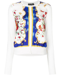 Cardigan di seta stampato bianco di Dolce & Gabbana