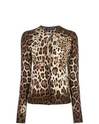 Cardigan leopardato marrone di Dolce & Gabbana