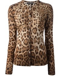 Cardigan leopardato marrone di Dolce & Gabbana