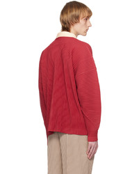 Cardigan rosso di Homme Plissé Issey Miyake