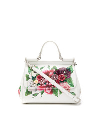 Cartella in pelle a fiori bianca di Dolce & Gabbana