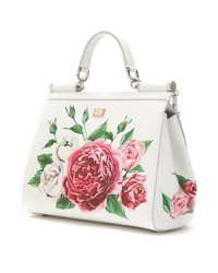 Cartella in pelle a fiori bianca di Dolce & Gabbana