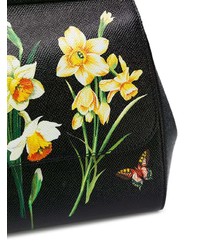 Cartella in pelle a fiori nera di Dolce & Gabbana