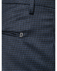 Chino di lana a quadri blu scuro di Dondup