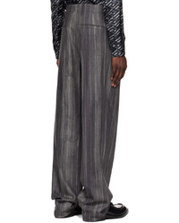 Chino di lana a righe verticali grigio scuro di Versace
