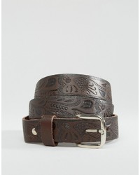 Cintura a vita alta in pelle con stampa cachemire nera di Reclaimed Vintage