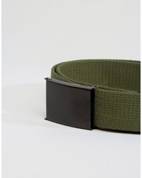 Cintura di tela tessuta verde oliva di Reclaimed Vintage