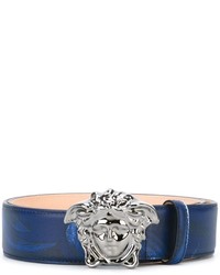 Cintura in pelle blu scuro di Versace