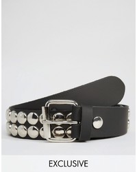 Cintura in pelle con borchie nera di Reclaimed Vintage