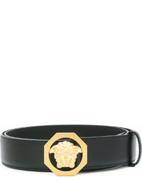 Cintura in pelle decorata nera di Versace