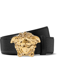Cintura in pelle decorata nera di Versace