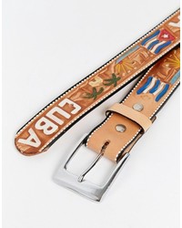 Cintura in pelle geometrica marrone di Reclaimed Vintage
