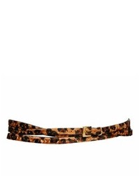 Cintura in pelle leopardata marrone di Black & Brown