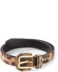 Cintura in pelle leopardata marrone di Dolce & Gabbana