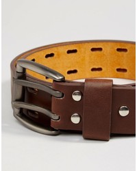 Cintura in pelle marrone scuro di Reclaimed Vintage