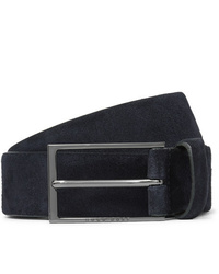 Cintura in pelle scamosciata blu scuro di Hugo Boss