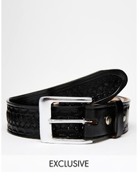 Cintura in pelle tessuta nera di Reclaimed Vintage