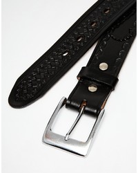 Cintura in pelle tessuta nera di Reclaimed Vintage