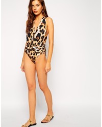 Costume da bagno leopardato marrone chiaro
