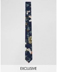 Cravatta a fiori blu scuro di Reclaimed Vintage