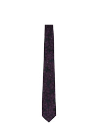 Cravatta a fiori melanzana scuro di Dries Van Noten