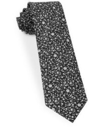 Cravatta a fiori nera e bianca