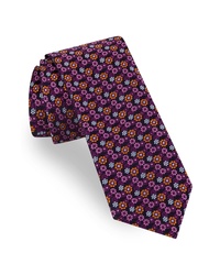 Cravatta a fiori viola melanzana