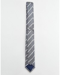 Cravatta a righe orizzontali grigia di Selected