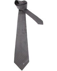 Cravatta a righe orizzontali grigio scuro di Giorgio Armani