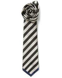 Cravatta a righe orizzontali nera e bianca di Valentino