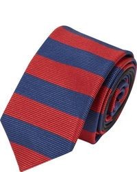 Cravatta a righe orizzontali rossa e blu scuro