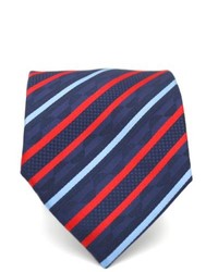 Cravatta a righe verticali bianca e rossa e blu scuro