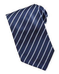 Cravatta a righe verticali blu scuro e bianca