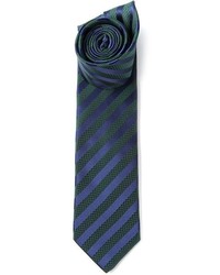 Cravatta a righe verticali blu scuro e verde di Lanvin