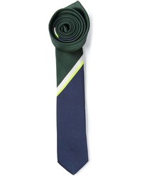 Cravatta a righe verticali blu scuro e verde di Valentino