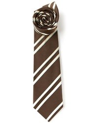 Cravatta a righe verticali marrone scuro di Kiton