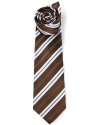 Cravatta a righe verticali marrone scuro di Kiton
