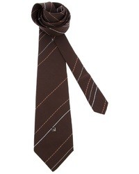 Cravatta a righe verticali marrone scuro di Pierre Cardin