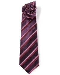 Cravatta a righe verticali melanzana scuro di Kiton