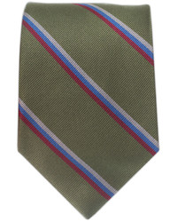 Cravatta a righe verticali verde oliva