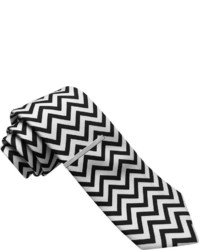 Cravatta con motivo a zigzag nera e bianca