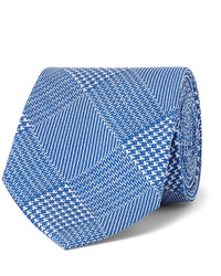 Cravatta con motivo pied de poule blu