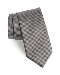 Cravatta con motivo pied de poule grigia
