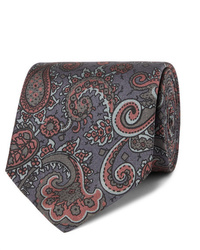 Cravatta con stampa cachemire grigio scuro di Sulka