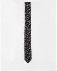 Cravatta con stampa cachemire nera di Reclaimed Vintage