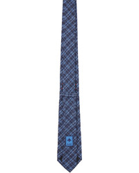 Cravatta di lana a quadri bianca e blu di Gucci