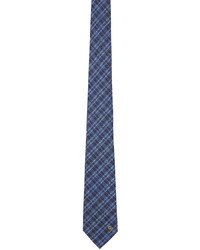 Cravatta di lana a quadri bianca e blu di Gucci