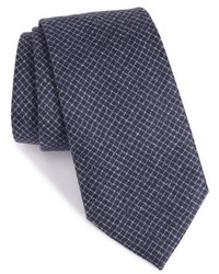 Cravatta di lana a quadri blu scuro