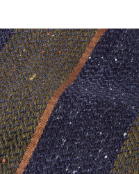 Cravatta di lana a righe orizzontali blu scuro e verde di Canali