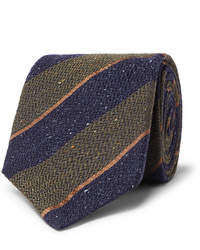 Cravatta di lana a righe orizzontali blu scuro e verde di Canali